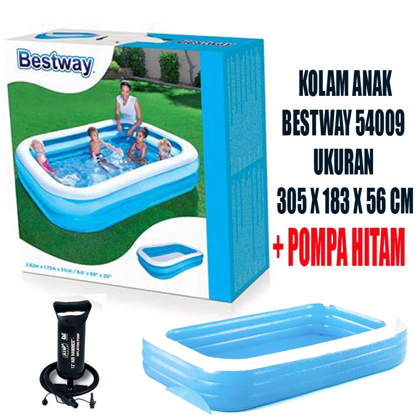 305x183x56 KOLAM JUMBO Bestway AQUATIC KOLAM Renang Keluarga Rectangular Ukuran Besar 305 x 183 x 5