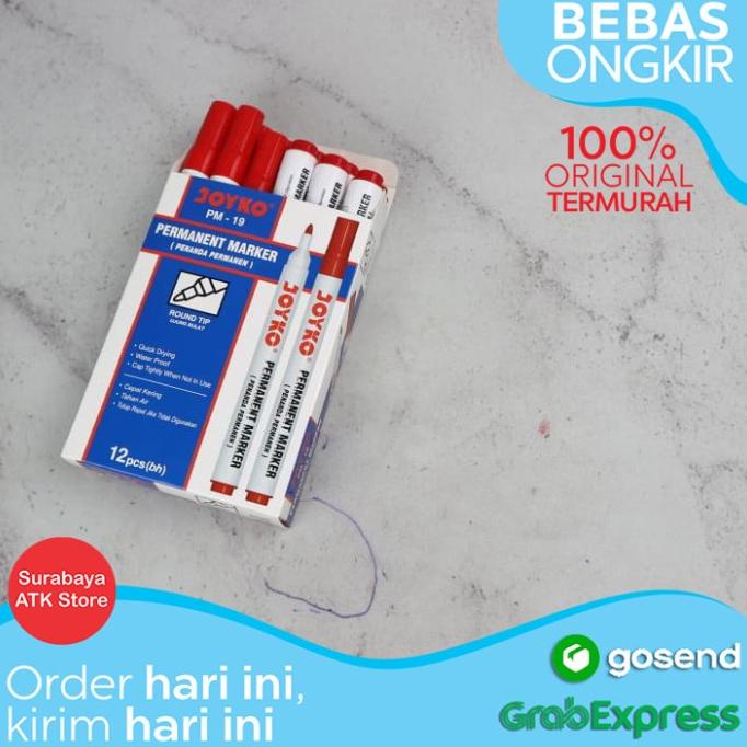 

langsung order saja] Spidol Permanen Joyko 12 PCS Merah Biru Hitam Permament marker