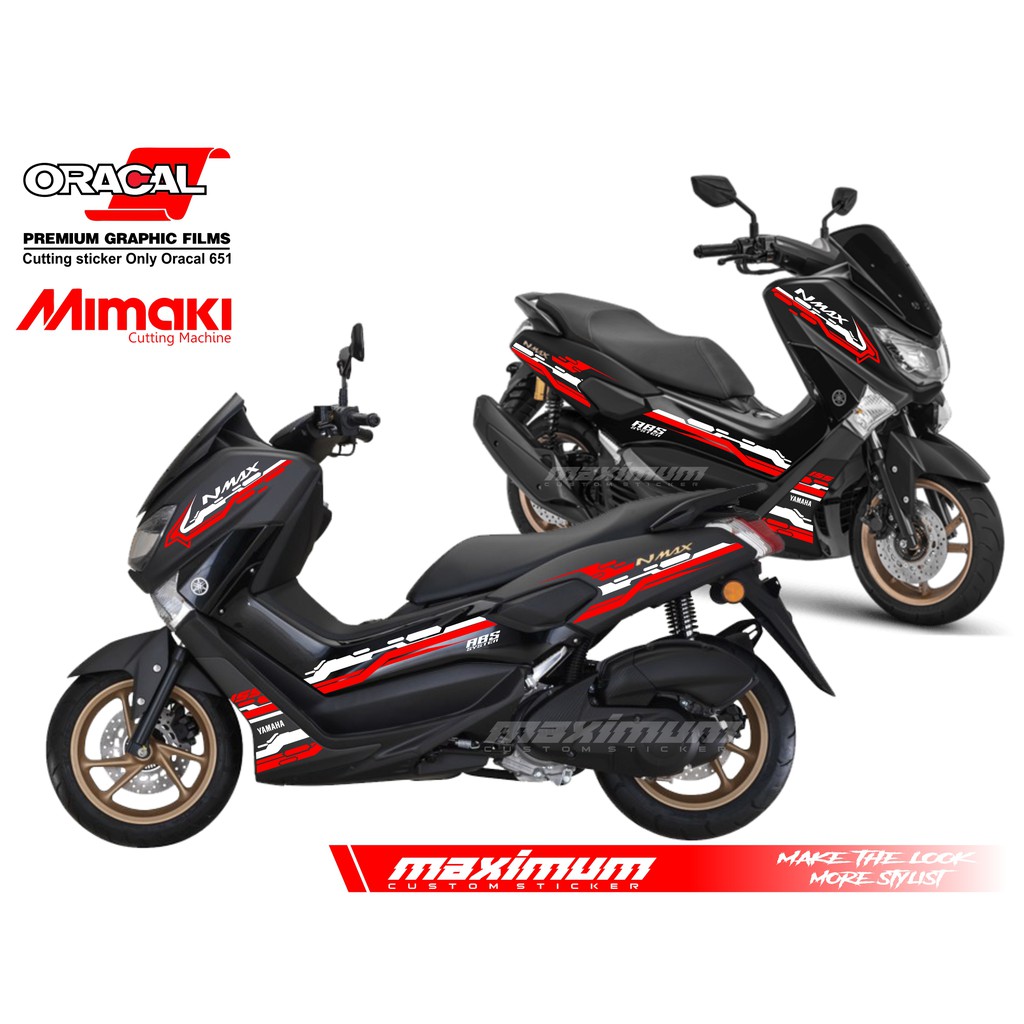 CUTTING STICKER NMAX - STRIPING STIKER WARNA MERAH DAN PUTIH