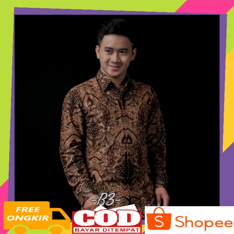 Batik Pria Kondangan Kemeja Batik Cowok Batik Pria Premium Motif Coklat