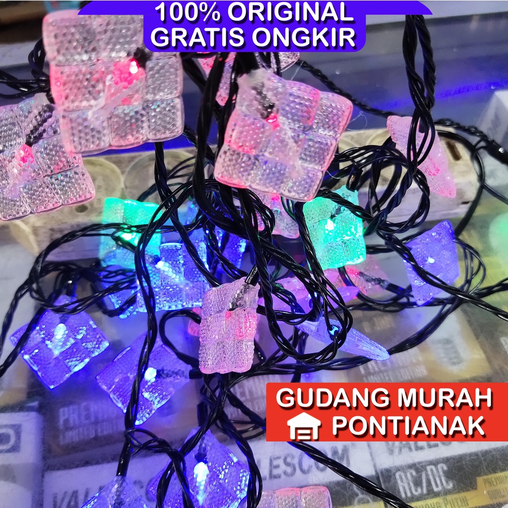 Lampu seri ketupat Akrilik Bening Warna Warni Satu Ketupat 2 warna LED