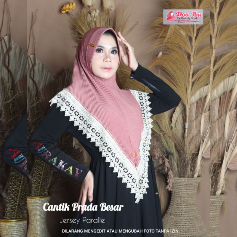 KHIMAR CANTIK RENDA BESAR PLISKET ORI DOA IBU