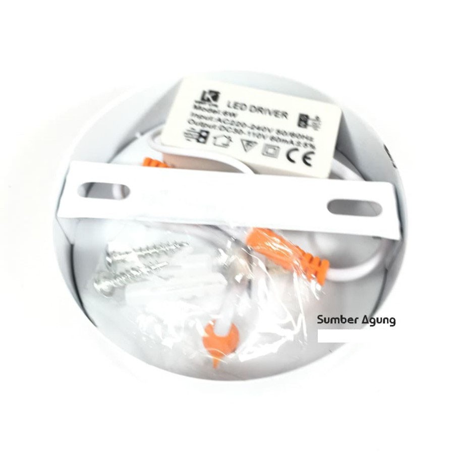 Downlight Panel LED Light Kuning Warm White Tempel 6W Round Bulat