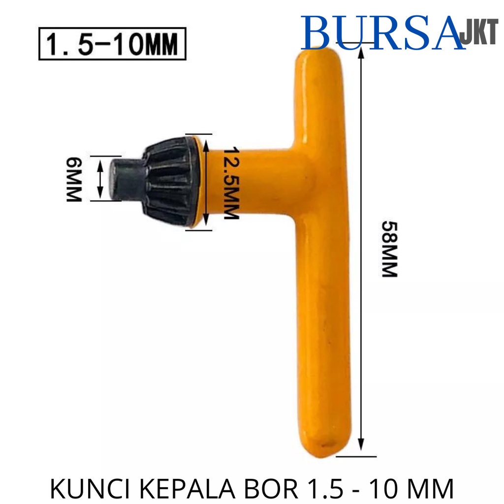 KUNCI MATA BOR BENTUK T UNTUK BUKA PASANG KENCANGKAN UKURAN 0,6 - 13 MM