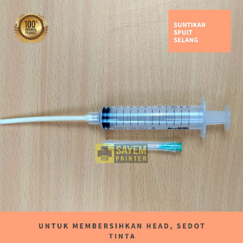 Spuit Suntikan 10cc Selang Epson Original Refill Cleaning Cleaner Head Printer