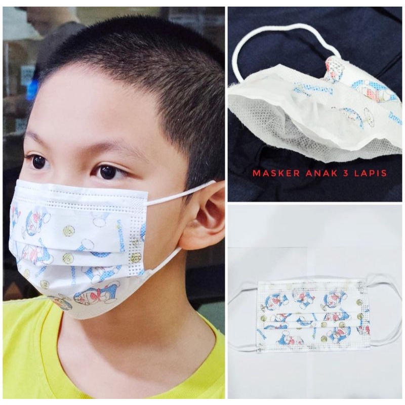 MASKER ANAK 3 PLY MOTIF DORAEMON ISI 50 PCS