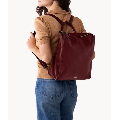 TAS FOSSIL PARKER BACKPACK LARGE CONVERTIBLE WINE ZB1648609