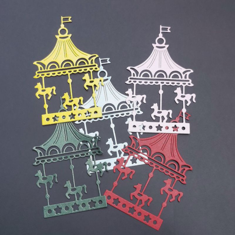 

5 Pcs Carousel Komidi Sirkus Deco Paper Cutting Dies Jurnaling Bujo Scrapbook