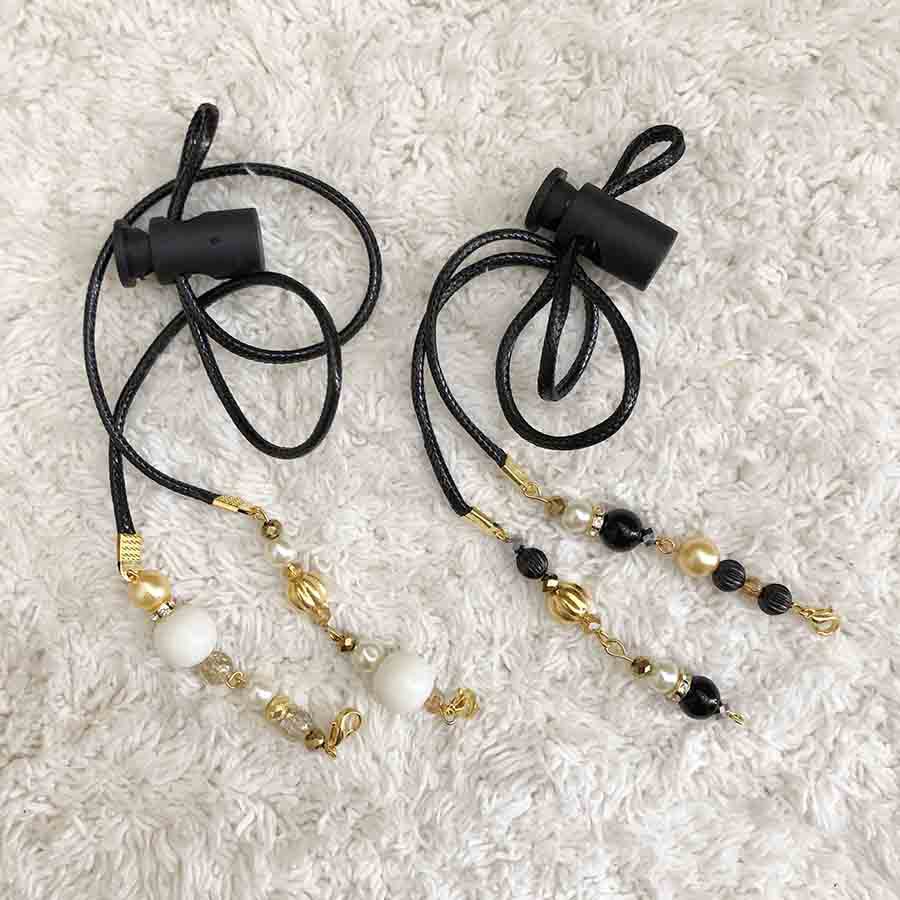 Strap masker kalung 2in1 PUTIH/ HITAM konetormasker gantungan konektor holder Pengantin Baru