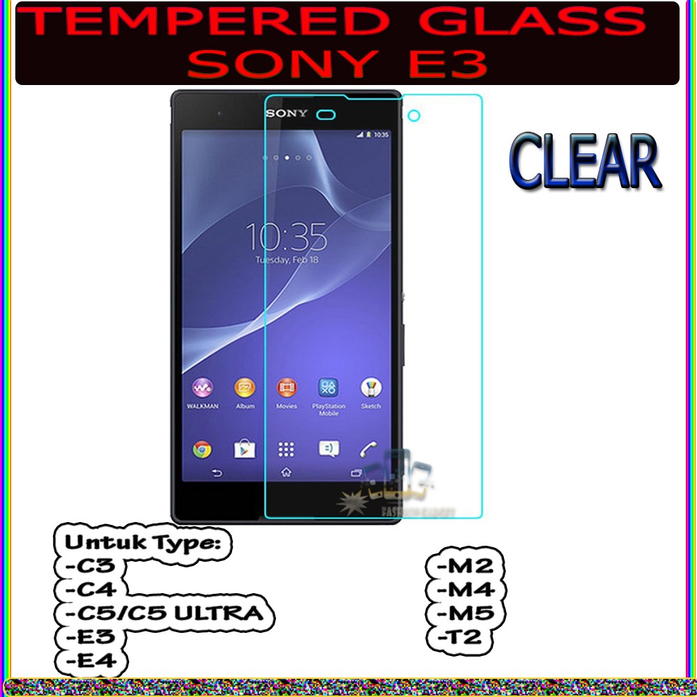 TEMPERED GLASS SONY Z5 / SONY Z5 DUAL SONY Z5 PLUS / Z5 PREMIUM SONY C4 SONY C5 ULTRA SONY E3 SONY E4 SONY M2 SONY M4 SONY M5 SONY T2 ANTI GORES KACA TEMPER GLASS - CLEAR