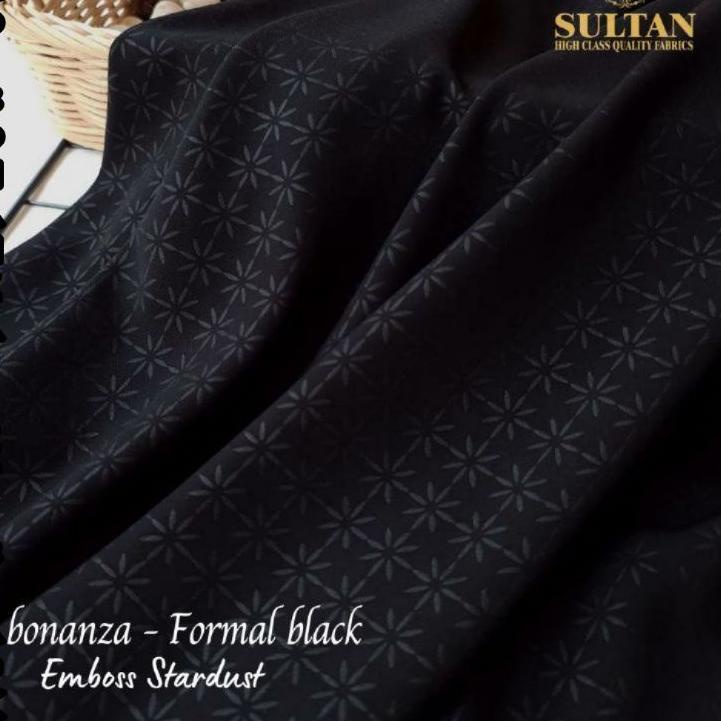 MALL WARNA HITAM FORMAL JET BLACK KAIN SULTAN EXO BONANZA POLOS EMBOSS MOTIF FEATHER NEURON BEAUTY R