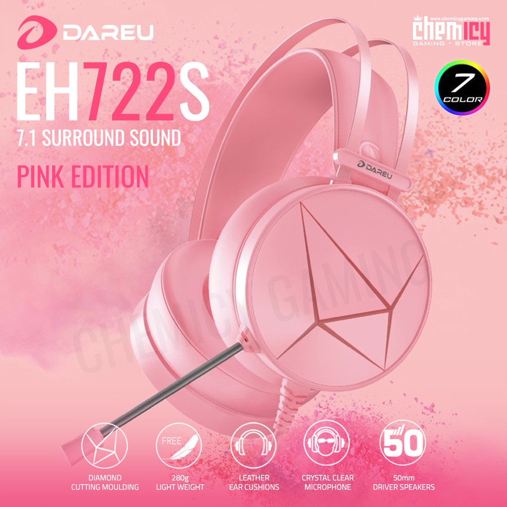 Dareu Magic Queen EH722S Pink RGB 7.1 Surround Gaming Headset