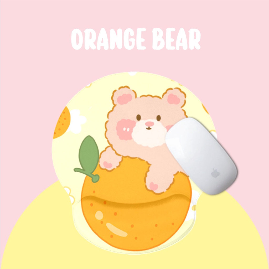 Mouse Pad Mousepad Alas Laptop Macbook Asus HP Lenovo Ipad Tablet Gaming Anti Slip Geser Lentur Waterproof Tahan Air Gambar Rabit Bear Motif Karakter Lucu Cute Warna Pink Orange Kuning Korean Style Murah Memory Foam Busa Tebal Pergelangan Tangan