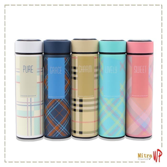 [420gr] LT- [ Motif Kotak B90-2 ] Termos Air Panas Vacuum Flask-