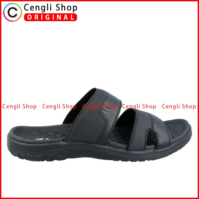 SANDAL SLIDE PAKALOLO PRIA ORIGINAL CASUAL KULIT ASLI HITAM PB46