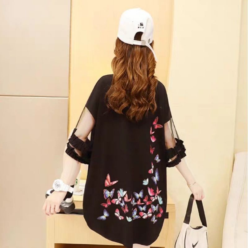 MDLV ~ 8318 PAPILIO OVERSIZED TEE // ATASAN OVERSIZE // KAOS UKURAN BESAR // FASHION IMPORT WANITA