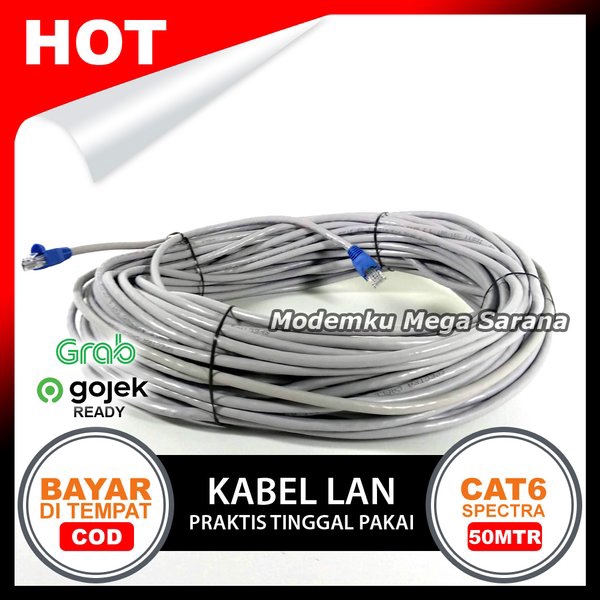 Kabel LAN 50 Meter UTP CAT6 Spectra &amp; RJ45 Straight - Tinggal Pakai