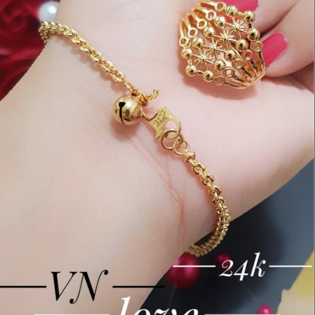 Gelang plus cincin lapis emas 24k termurah 2301