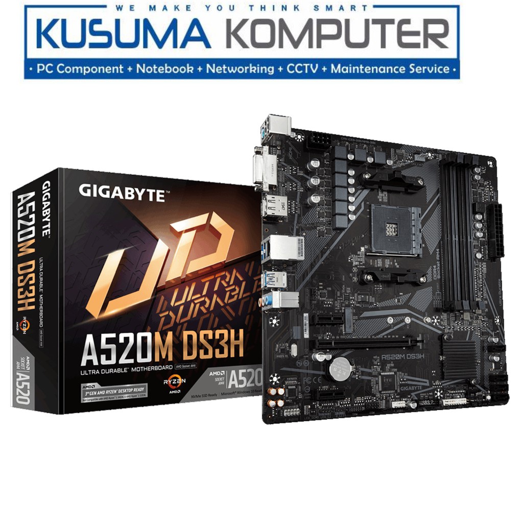 Gigabyte Motherboard A520M DS3H M.2 Slot, Supports AMD Ryzen 5000 Series