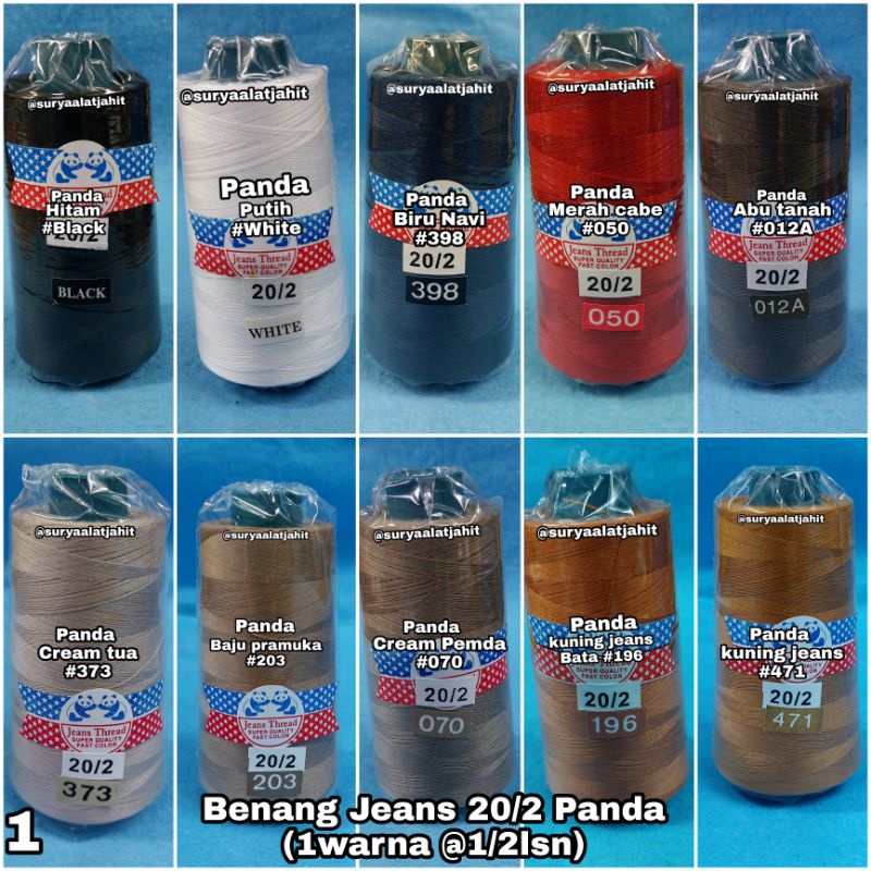 Benang Jeans Panda 20/2 (1wrn@1/2lsn) =rp.64.000/6pcs