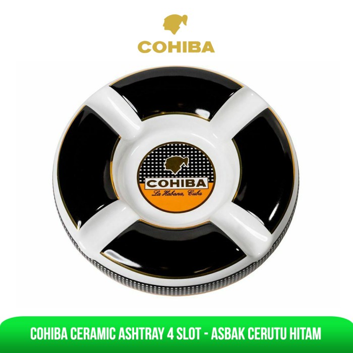 Asbak - Cohiba Ceramic Ashtray 4 Slot - Asbak Cerutu Hitam