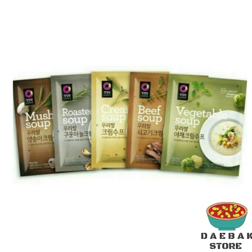 

Chung Jung One Daesang Beef, Vegetable, Cream & Mushroom Soup 60g Made In Korea