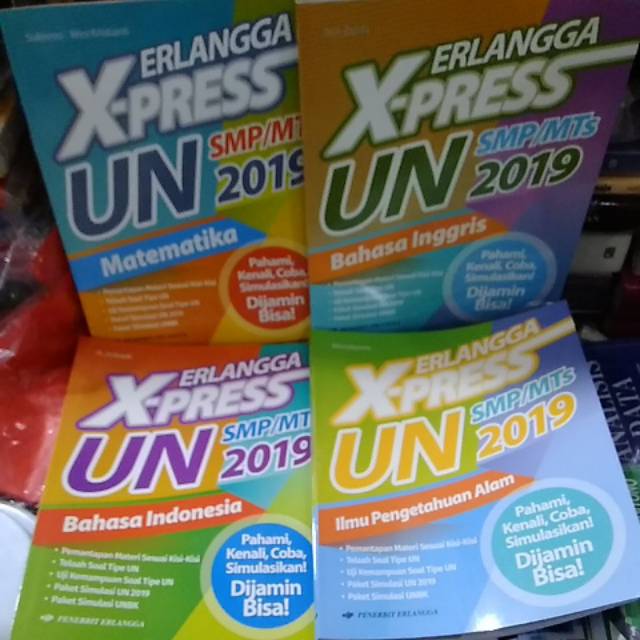 X press Erlangga UN SMP/MTs 2019. 1 set (4 buku) Matematika, Bahasa Inggris, bahasa Indonesia,IPA
