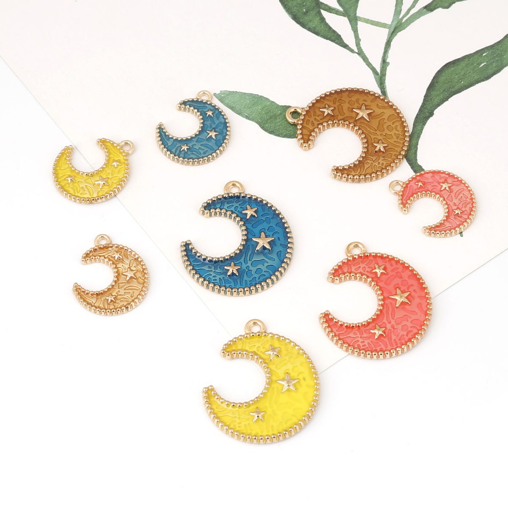 Liontin Bentuk Bulan Warna Emas Bahan Alloy Metal Untuk Membuat Perhiasan Kalung Anting