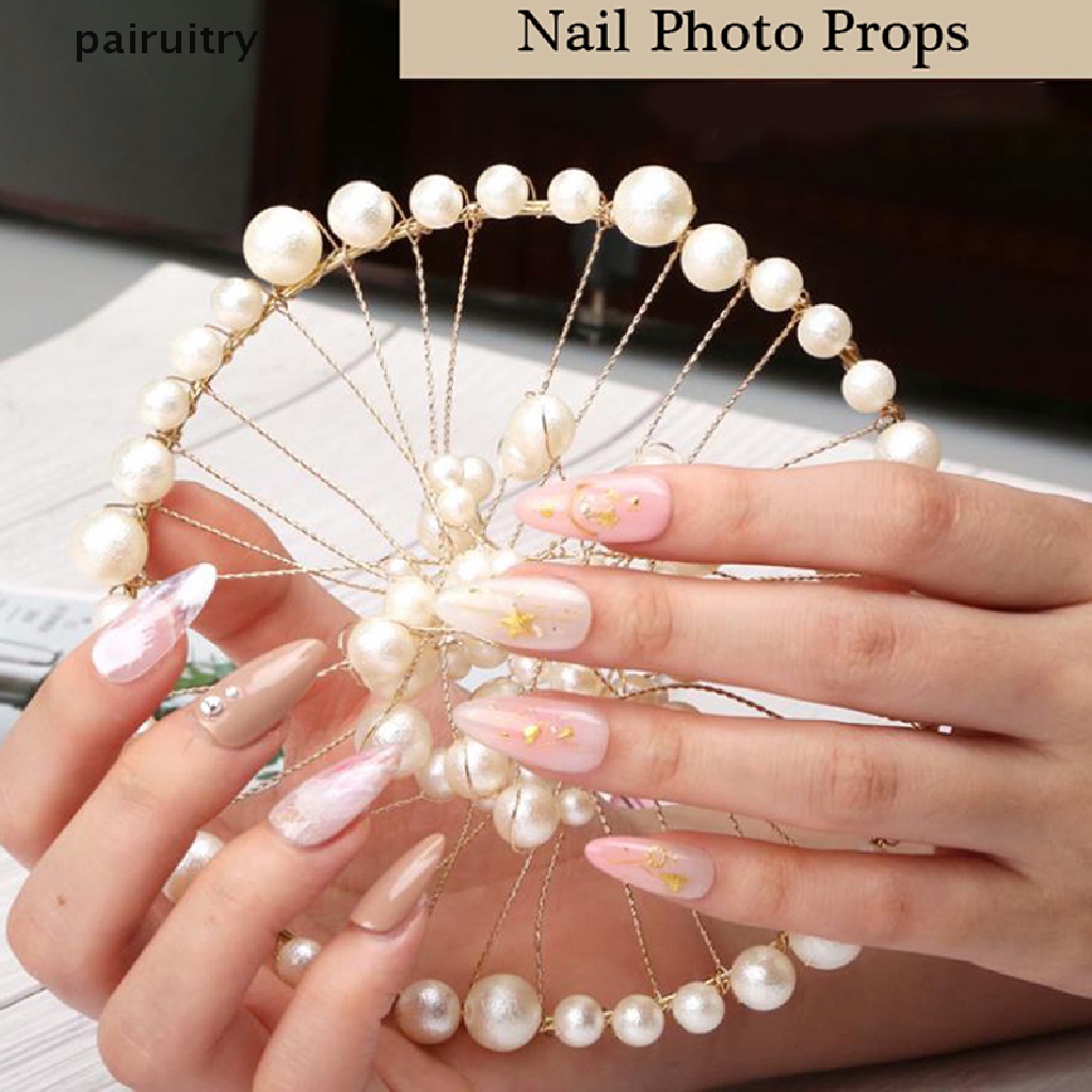 Prt 1pc Papan Display Kuku Palsu Aksen Mutiara Imitasi Untuk Perlengkapan Nail Art