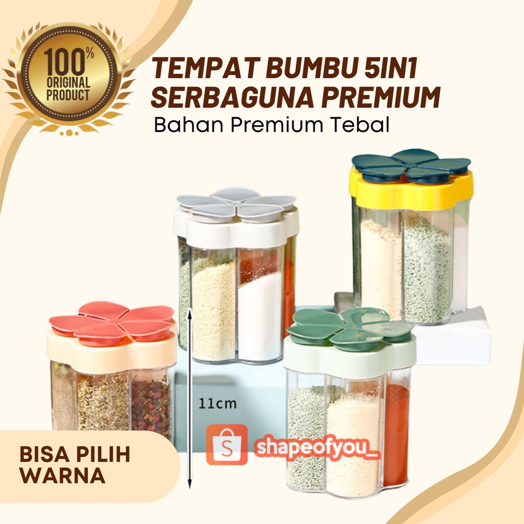 Botol Bumbu Tempat Bumbu Kotak Bumbu 5IN1 Serbaguna Terbaru Garam Gula