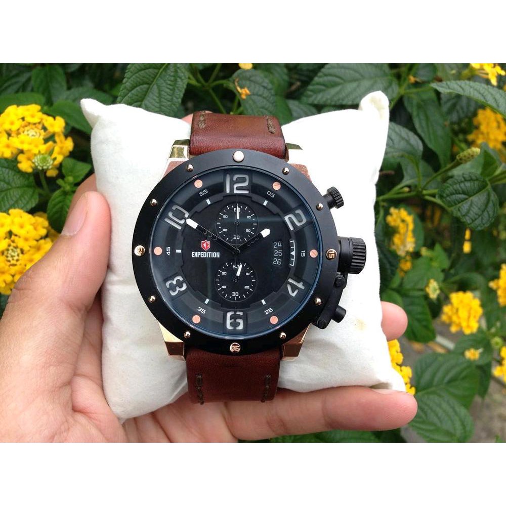 JAM TANGAN EXPEDITION E6381 BROWN LEATHER