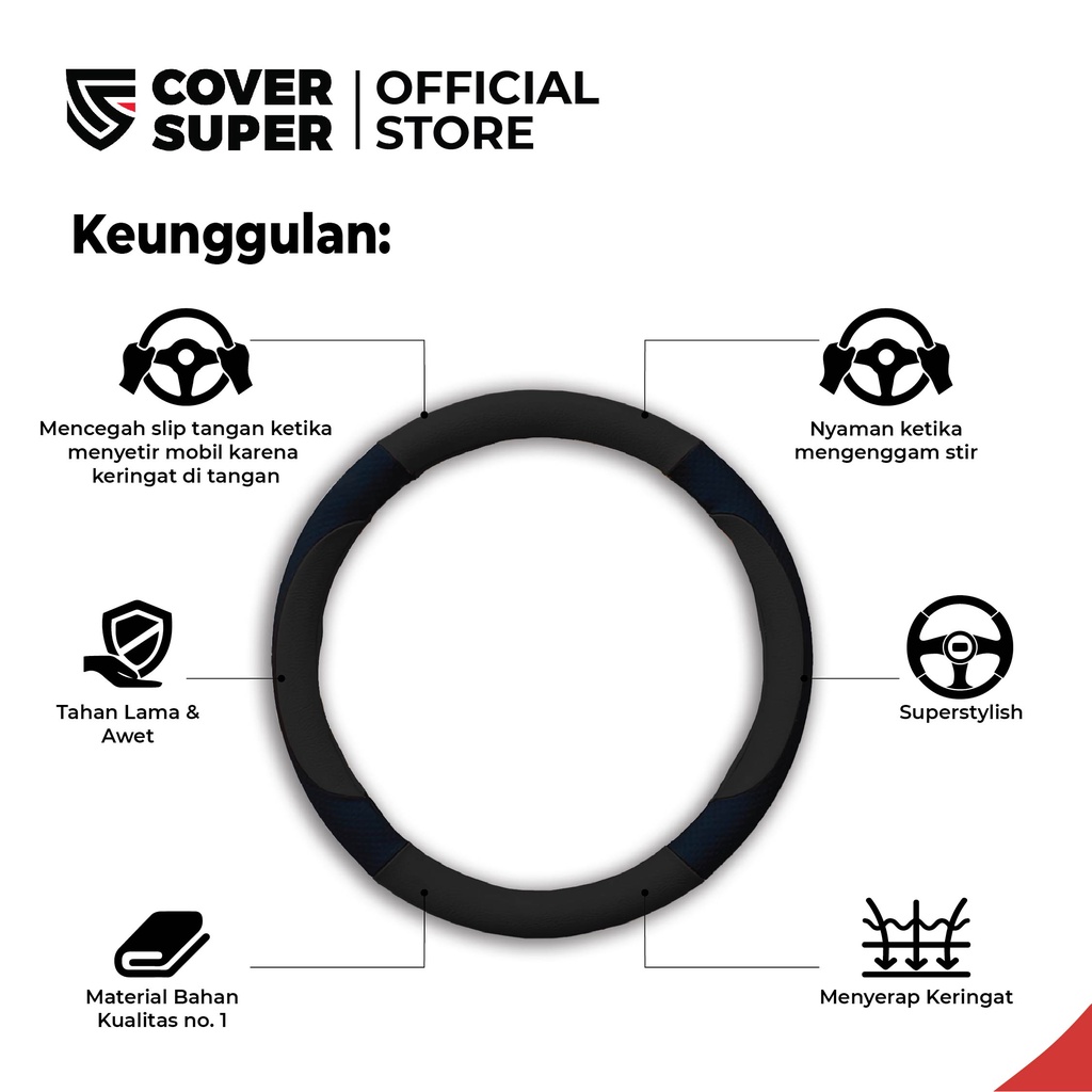 Cover Steer Sporty Hitam - CoverSuper