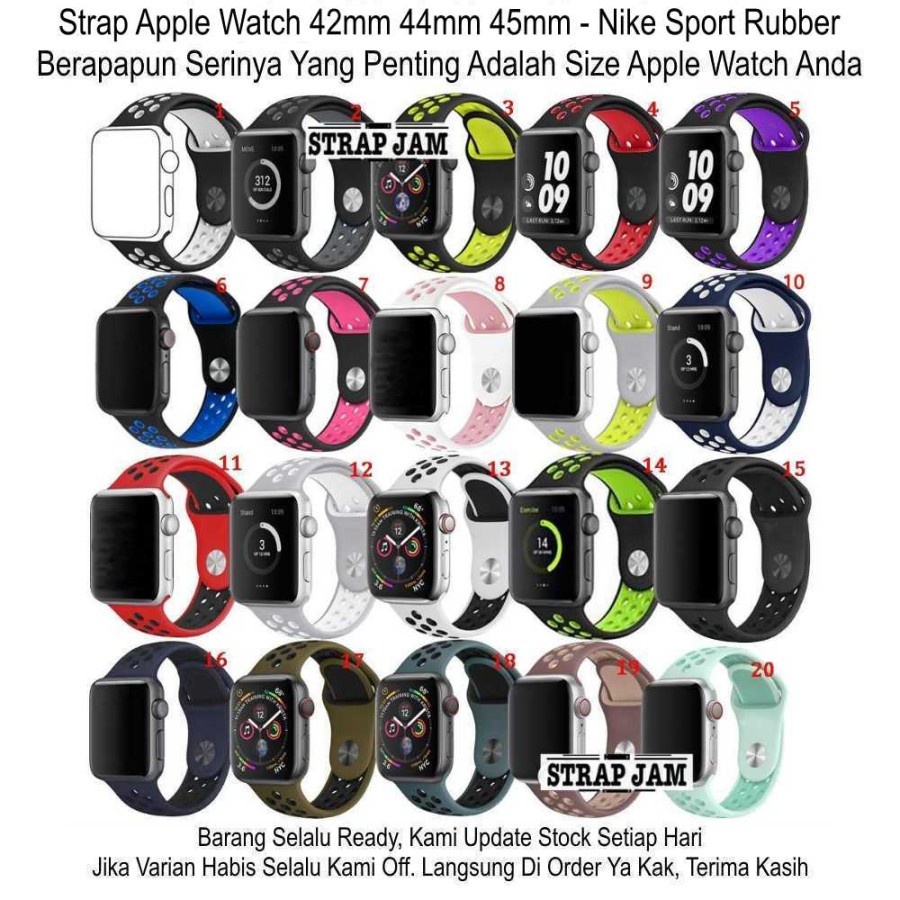 LARGE Size Strap Apple Watch 42mm 44mm 45mm - Tali Jam Nike Sport Silikon Rubber