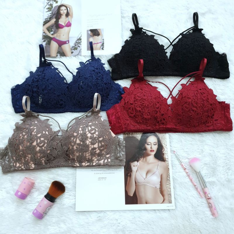 Bh fashion 8429 Busa Tipis Tanpa Kawat Full Brokat Kait3