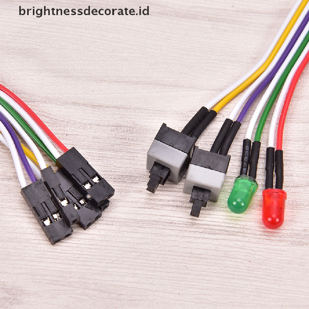 Kabel Power Motherboard Komputer Pc Atx 2 Switch On / Off / Reset Dengan Lampu Led Ukuran 68cm