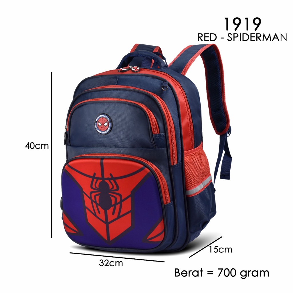Tas Cartoon 1919 Ransel Anak Laki-Laki &amp; Perempuan Sekolah Cartoon Motif Avengers,Frozen,Spiderman,Ultraman,Unicorn FREE Kotak Pensil