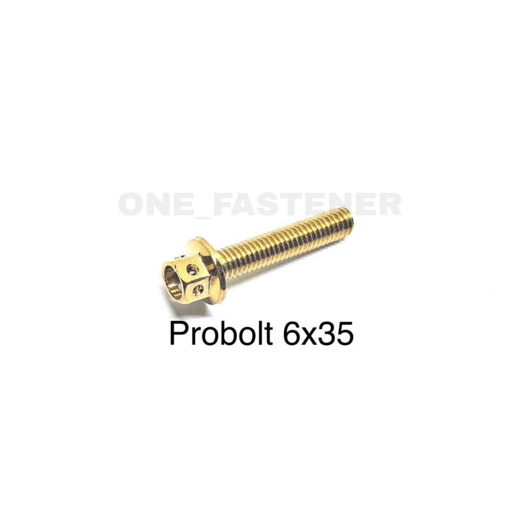 Baut Probolt Flange Bolt M6x35 YELLOW blok mesin 6mm 3.5cm 6x35 emas K8 kunci 8