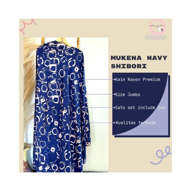 Mukena Motif | Mukena Rayon | Mukena Rayon Premium | Mukena Navy Shibori