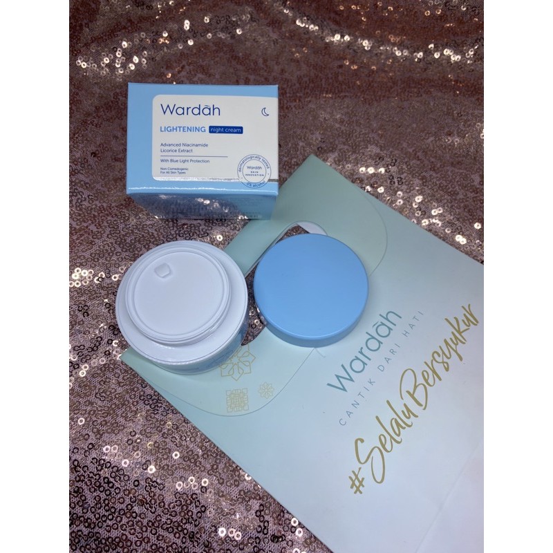 `ღ´ PHINKL `ღ´ ᘺᗩᖇᕲᗩᕼ Wardah night cream biru lightening moisturizer pelenbab wajah