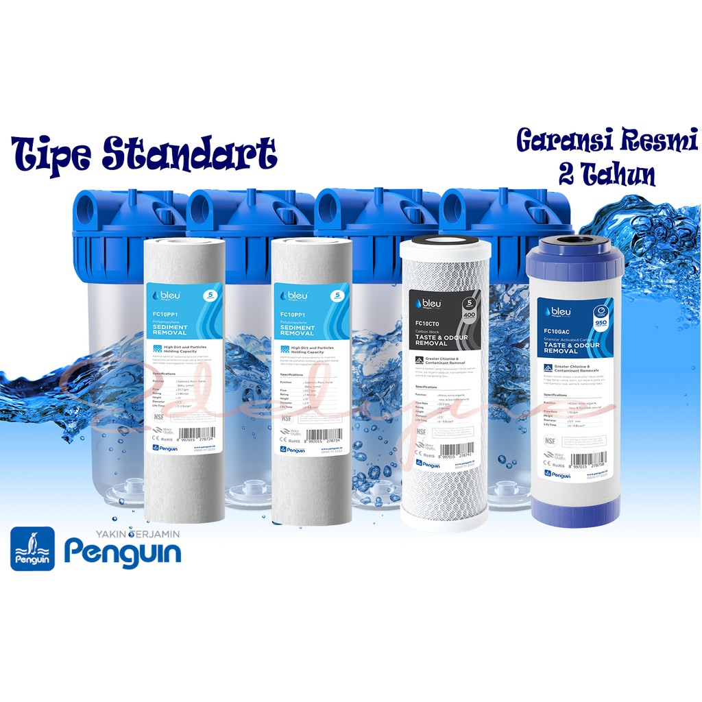 Paket Filter Air sumur / Tandon/Toren Penguin 10" STD PP+  