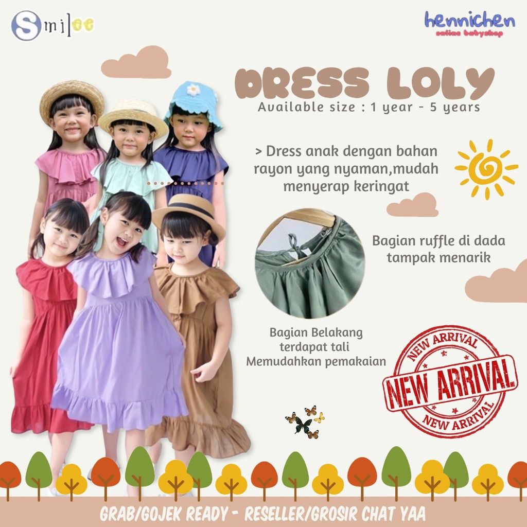 PROMO 7.7 Dress Loly 1 - 5 Tahun Dress Anak Smilee Lolly Dress Lucu Adem Lembut Sehari hari Anak