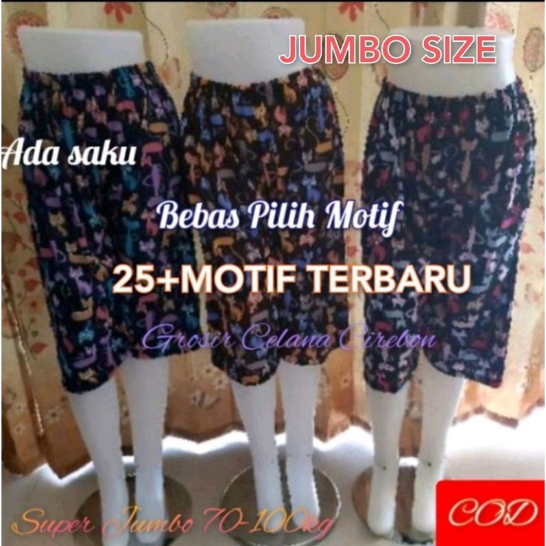 CELANA HARIAN WANITA 7/8 JUMBO SIZE PILIH MOTIF