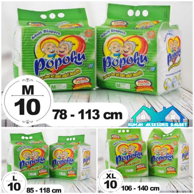Original Popoku adult diapers popok perekat untuk dewasa atau lansia Ukuran M10 L10 dan XL10 Exp