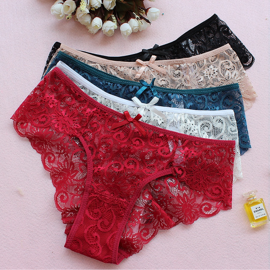 Renda Mulus Celana Dalam Wanita Mid Waist ukuran besar Sexy bernapas Thong 3C125