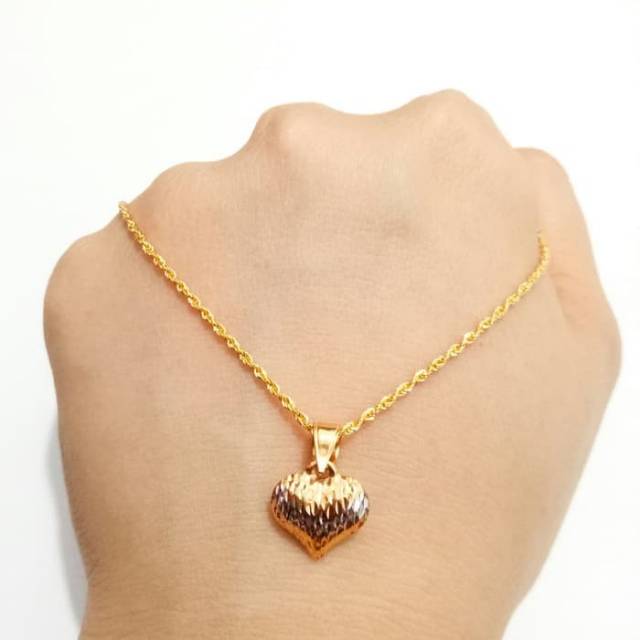 Set Kalung Hati Emas asli