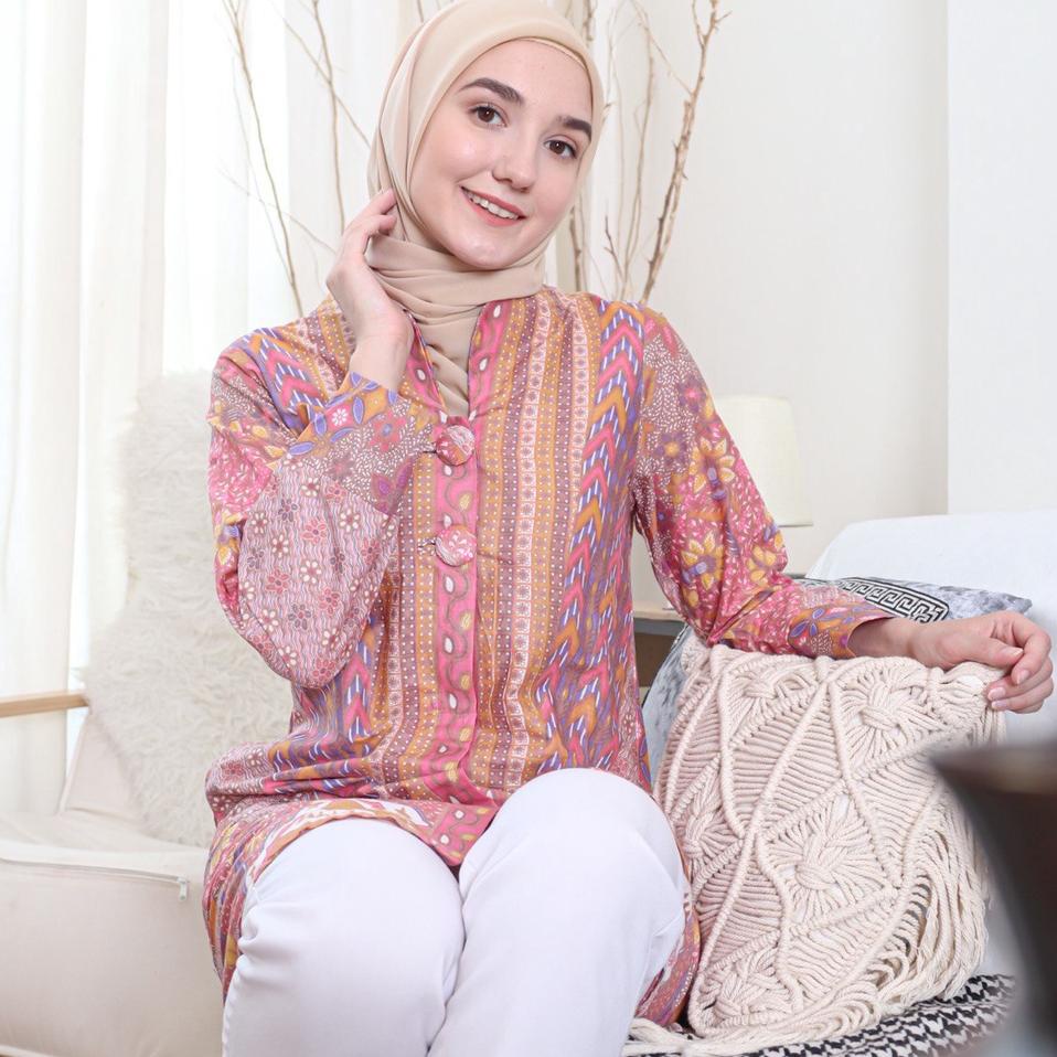 [Cmr31au22a] Baju tunik batik wanita kekinian 2022-batik tunik kerja 2022-batik atasan2022-Tunik bat