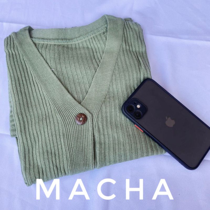 WILLY CARDIGAN RAJUT / CARDIGAN CROP RAJUT / Cardigan rajut crop kancing batok / WILLY CROP CARDY RAJUT-Matcha