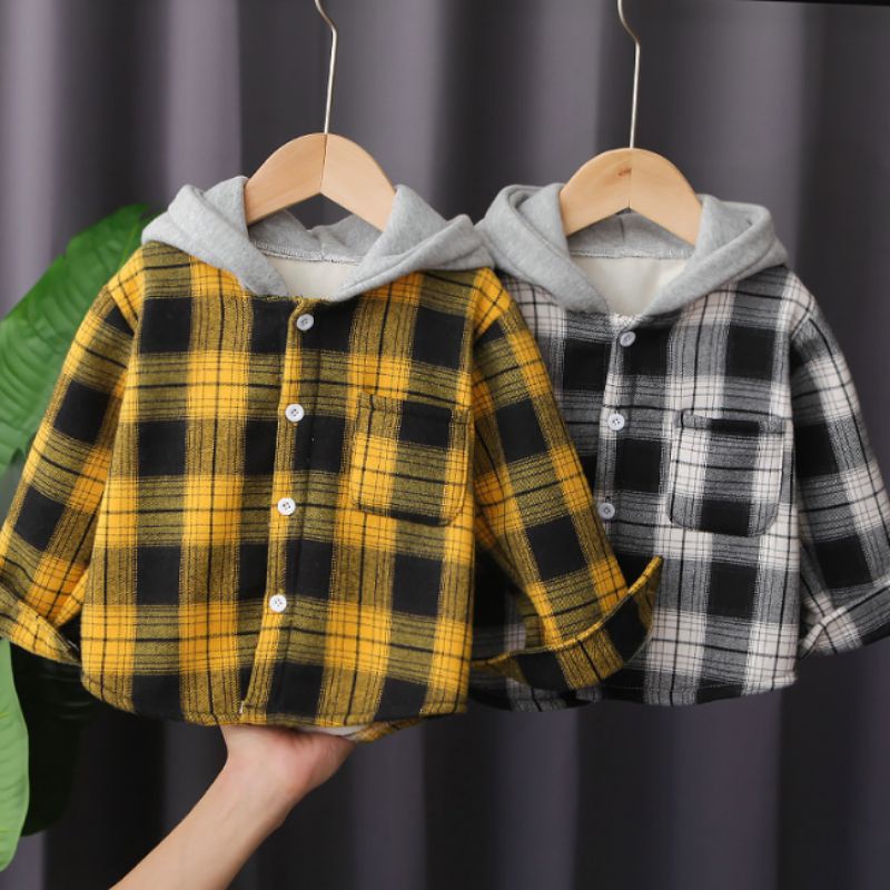 Kemeja  Flanel OSzhKosh 313 katun flanel kotak 1-14 years