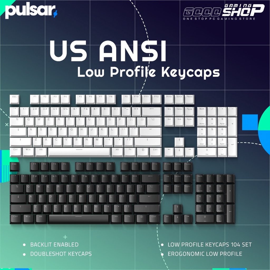 Pulsar Low Profile US ANSI - PBT Doubleshot - Keycaps (104 Set US)