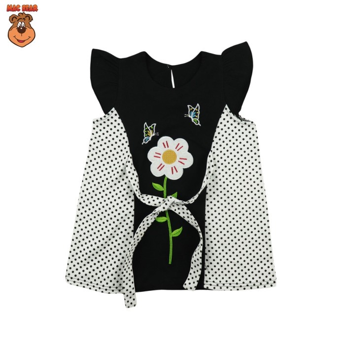 MacBee Baju Anak Perempuan Dress Anak Princess Elvina Flowers - Hitam, Size 1